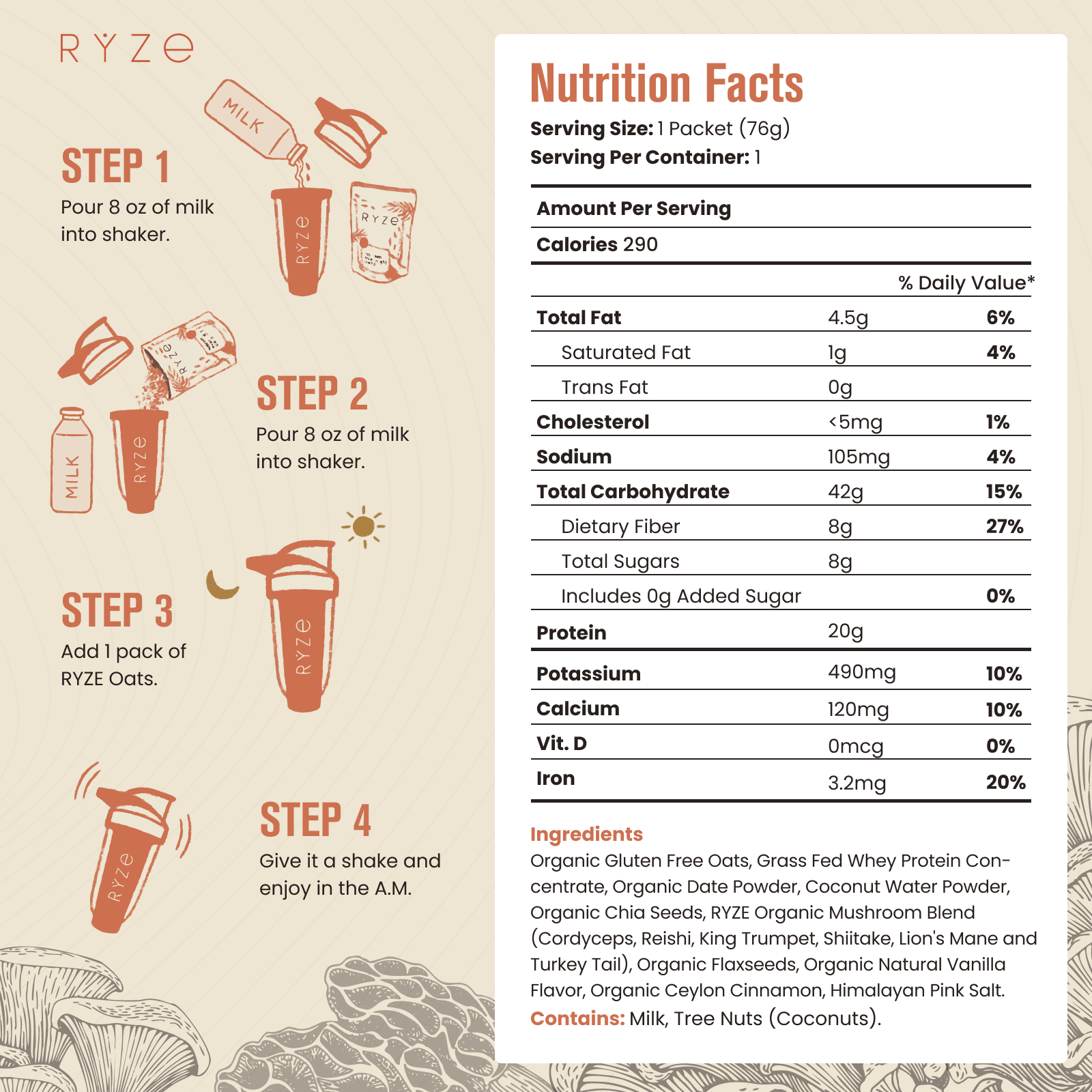 Mushroom Overnight Oats Pack (14 Servings) - G3VG