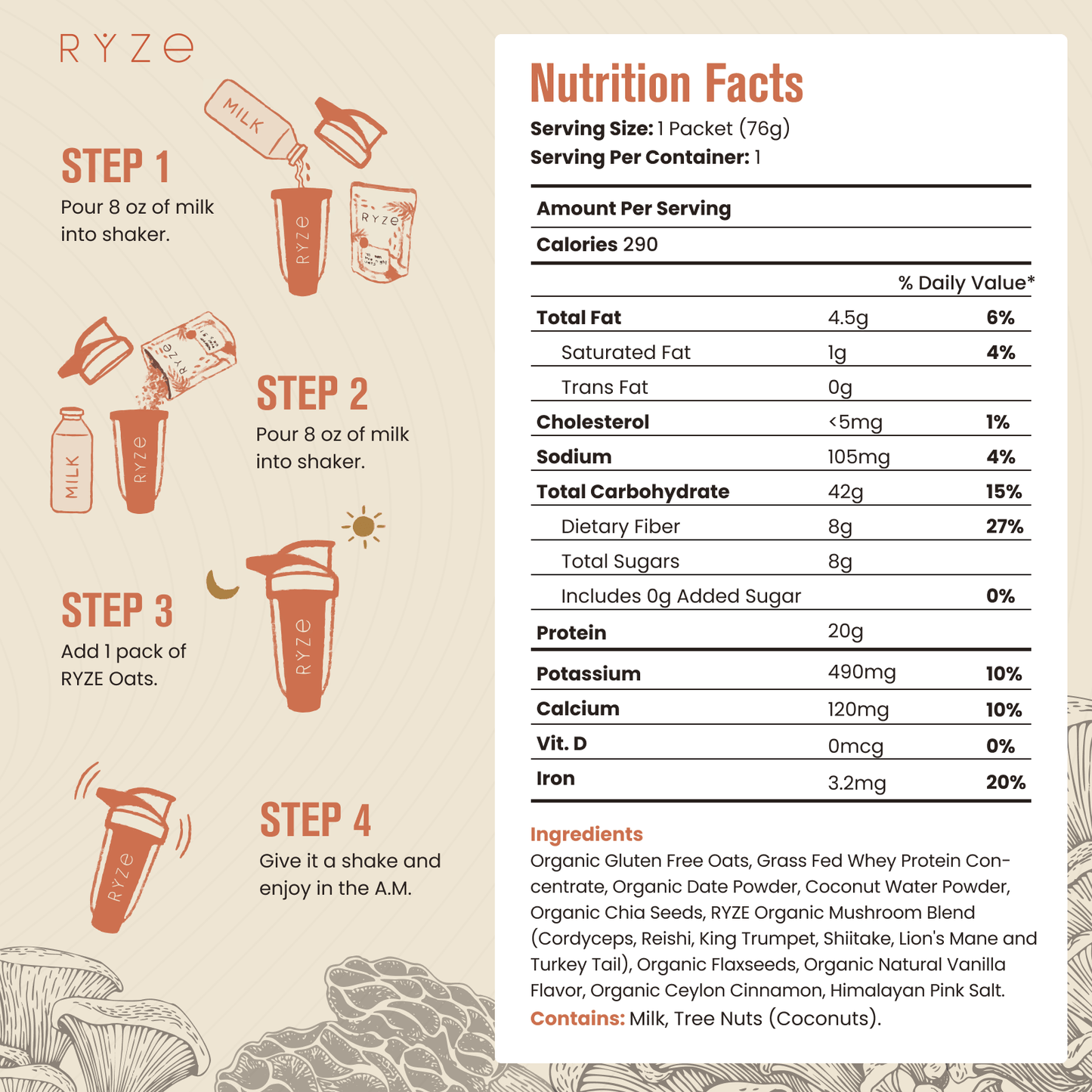 Mushroom Overnight Oats Pack (28 Servings) - S3B1