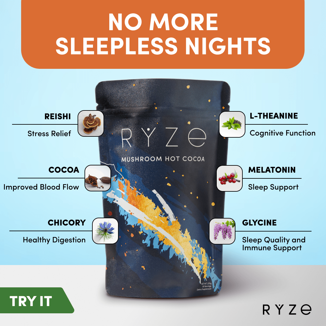 RYZE Hot Cocoa - with 6 Sleep Superfoods to Help Fall Asleep and Stay Asleep - H0SH