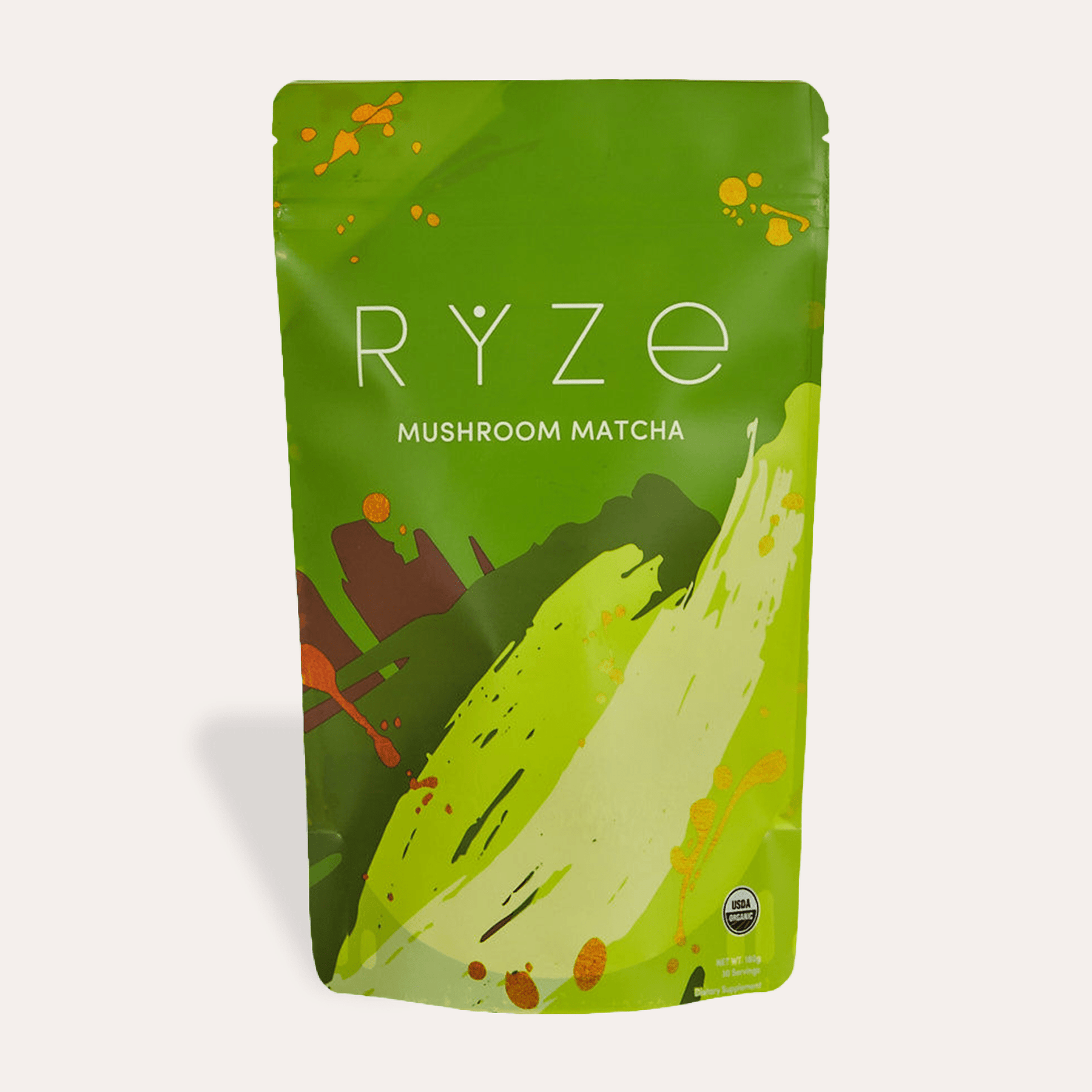 RYZE Mushroom Matcha - with 6 Organic Adaptogenic Mushrooms Grown In USA and Ceremonial-Grade Japanese Matcha - N85D