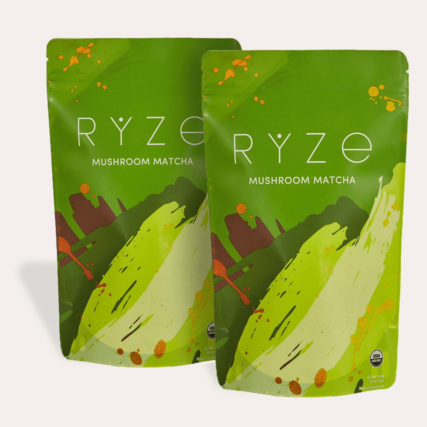 RYZE Mushroom Matcha - with 6 Organic Adaptogenic Mushrooms Grown In USA and Ceremonial-Grade Japanese Matcha - N85D