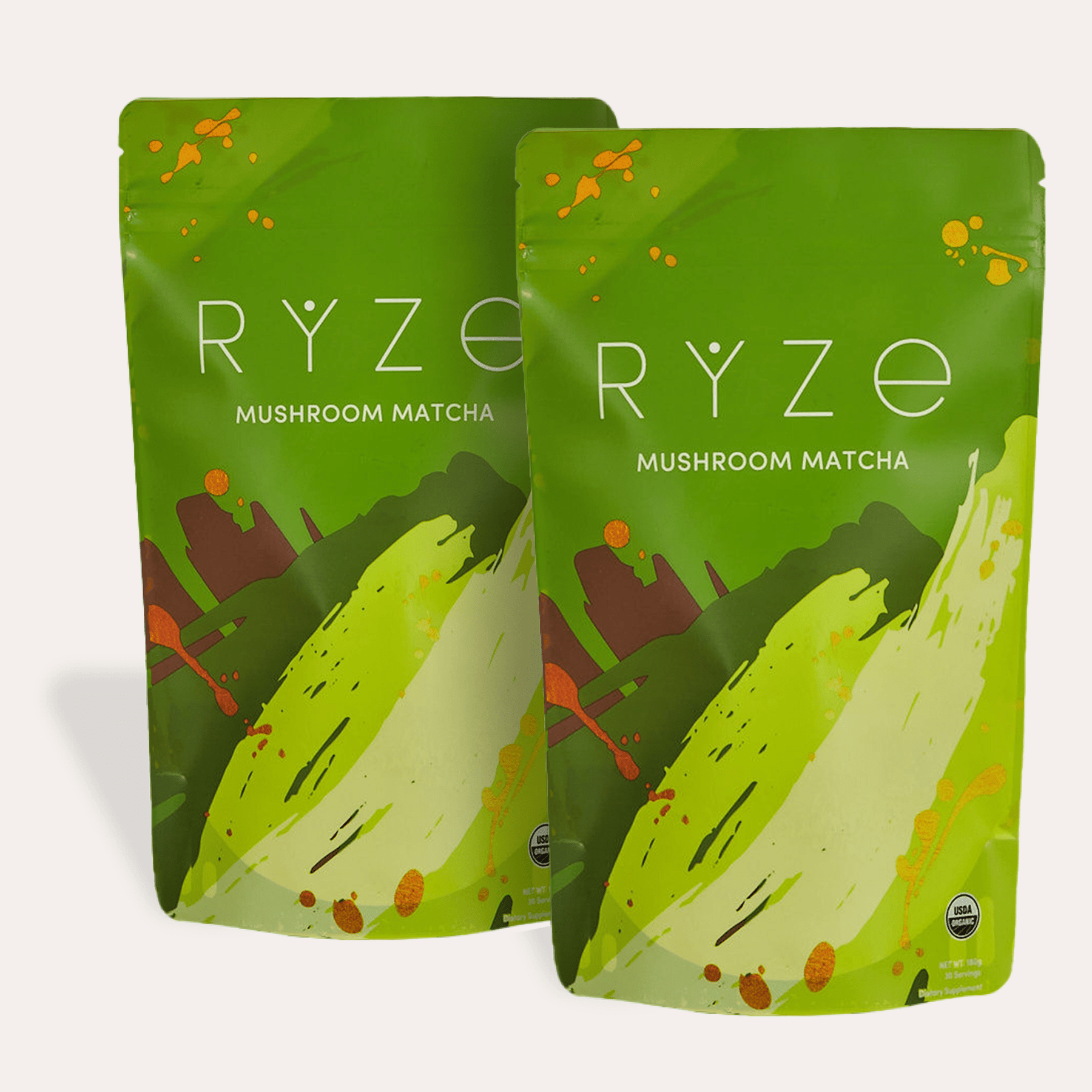 RYZE Mushroom Matcha - with 6 Organic Adaptogenic Mushrooms Grown In USA and Ceremonial-Grade Japanese Matcha - N85D
