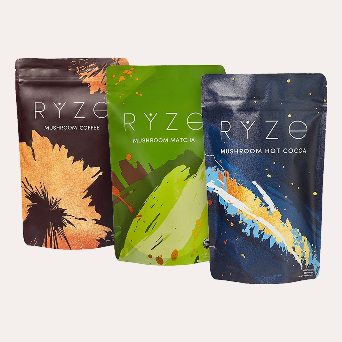 RYZE Mushroom Matcha - with 6 Organic Adaptogenic Mushrooms Grown In USA and Ceremonial-Grade Japanese Matcha - N85D