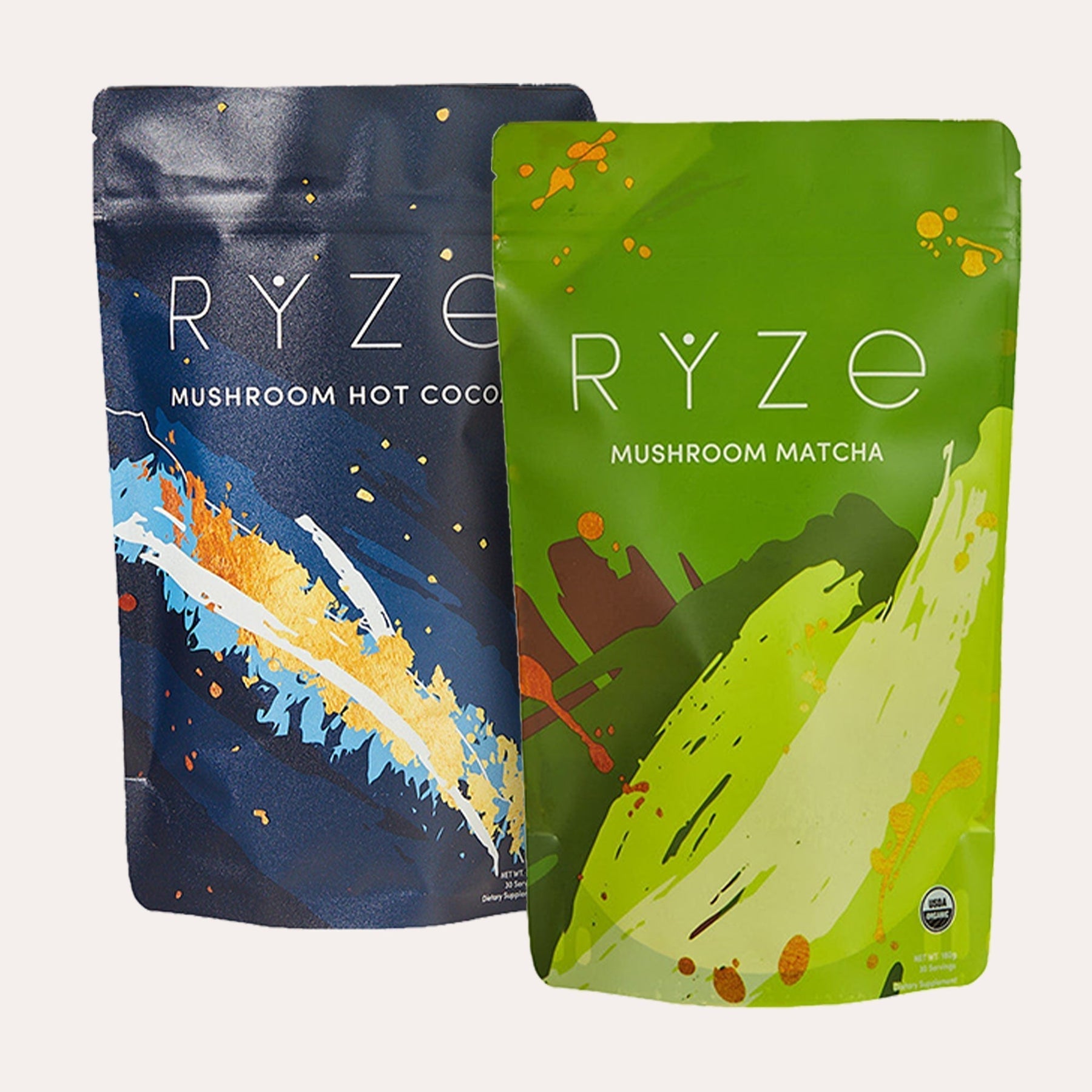 RYZE Mushroom Matcha - with 6 Organic Adaptogenic Mushrooms Grown In USA and Ceremonial-Grade Japanese Matcha - N85D
